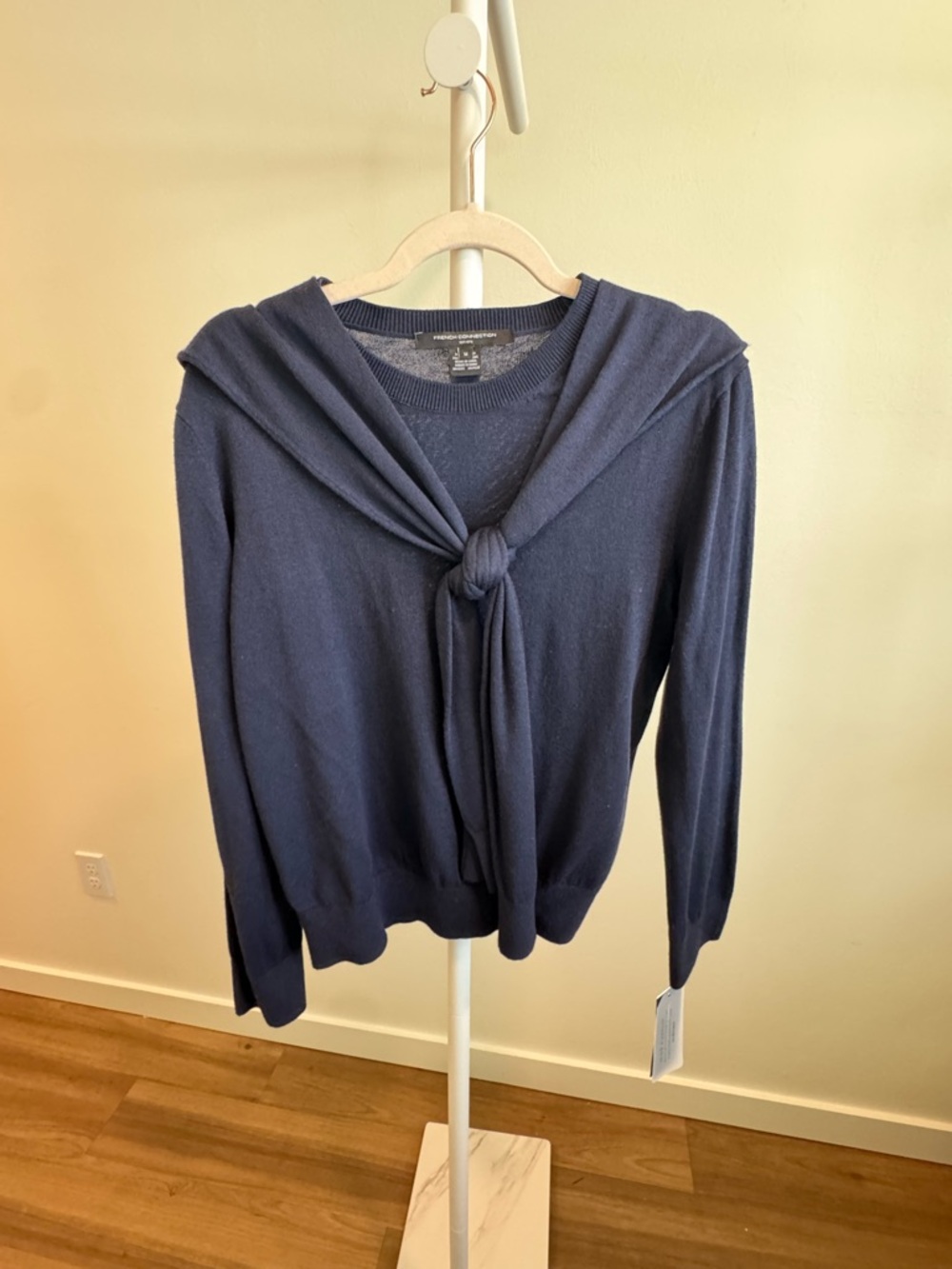 French Connection NWT Navy Knit Sweater with Tie Detail size M
